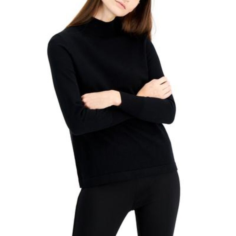 Anne Klein Mock-Neck Sweater Black | Relaxed Fit Knit Top | Size Small NWT